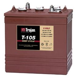 Trojan T-105 Deep Cycle 6v Lead acid battery 225 amp hours