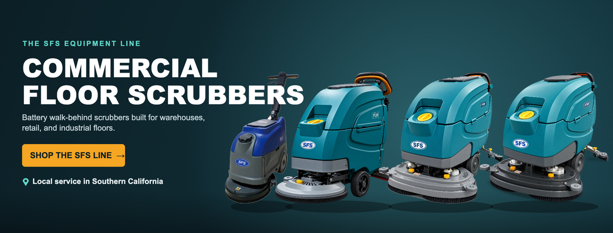 SFS Commercial Floor Scrubbers - M20, F20, F30, F33. Local service in Southern California.